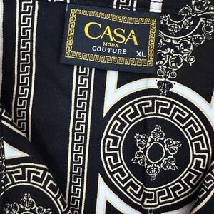 Casa Moda Couture Black, Gold and White Patterned Shirt